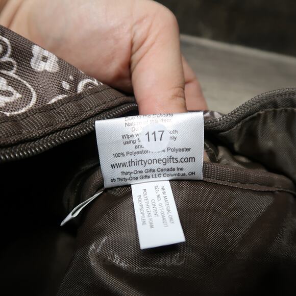 Thirty-One Duffle Tote Bag Zip Top Woodblock Floral - Picture 6 of 9